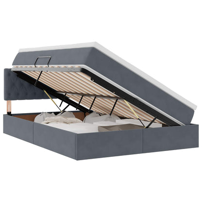 Opslag bed met matras Donkergrijs 140 x 200 cm Fluweel