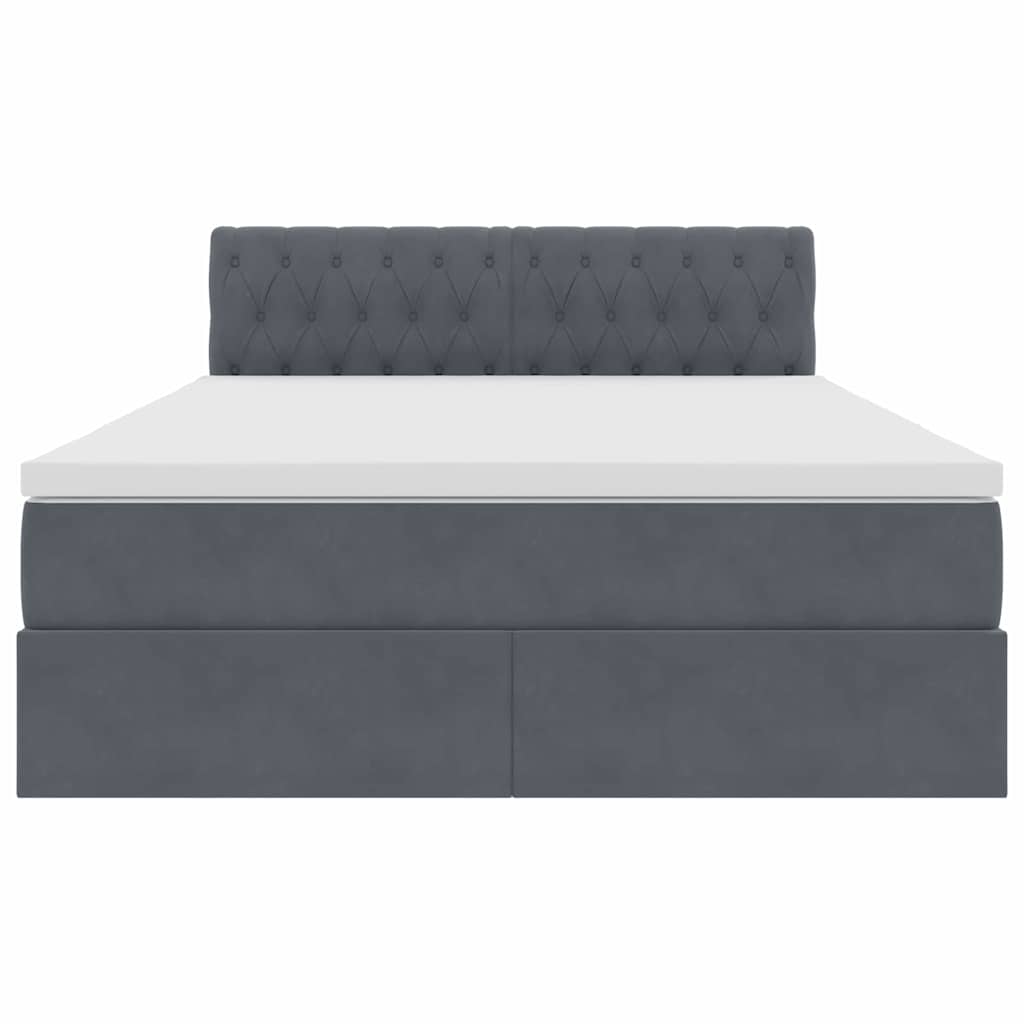 Opslag bed met matras Donkergrijs 140 x 200 cm Fluweel