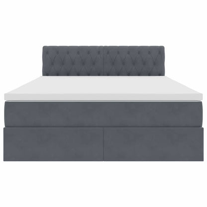 Opslag bed met matras Donkergrijs 140 x 200 cm Fluweel