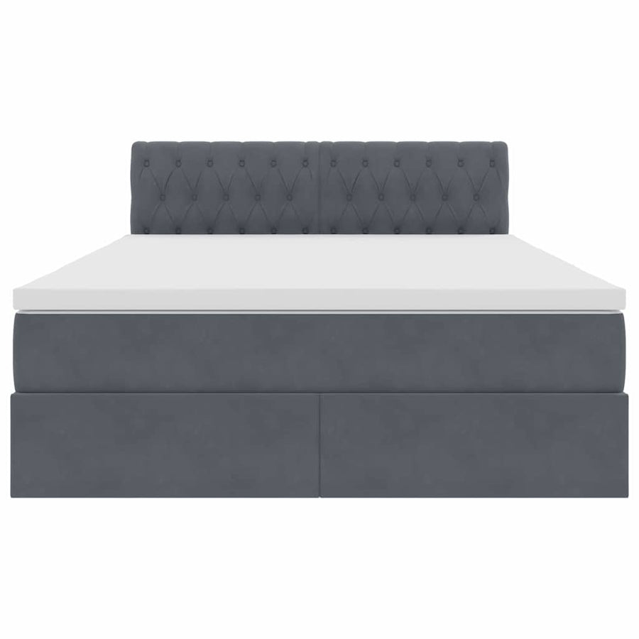 Opslag bed met matras Donkergrijs 140 x 200 cm Fluweel