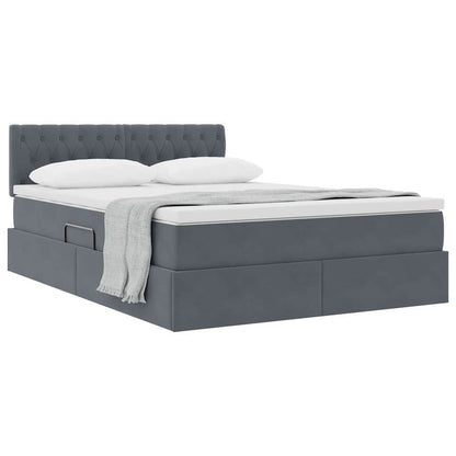 Opslag bed met matras Donkergrijs 140 x 200 cm Fluweel