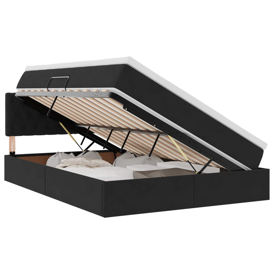 Opslag bed met matras met hoofdeinde Zwart 140 x 200 cm Fluweel