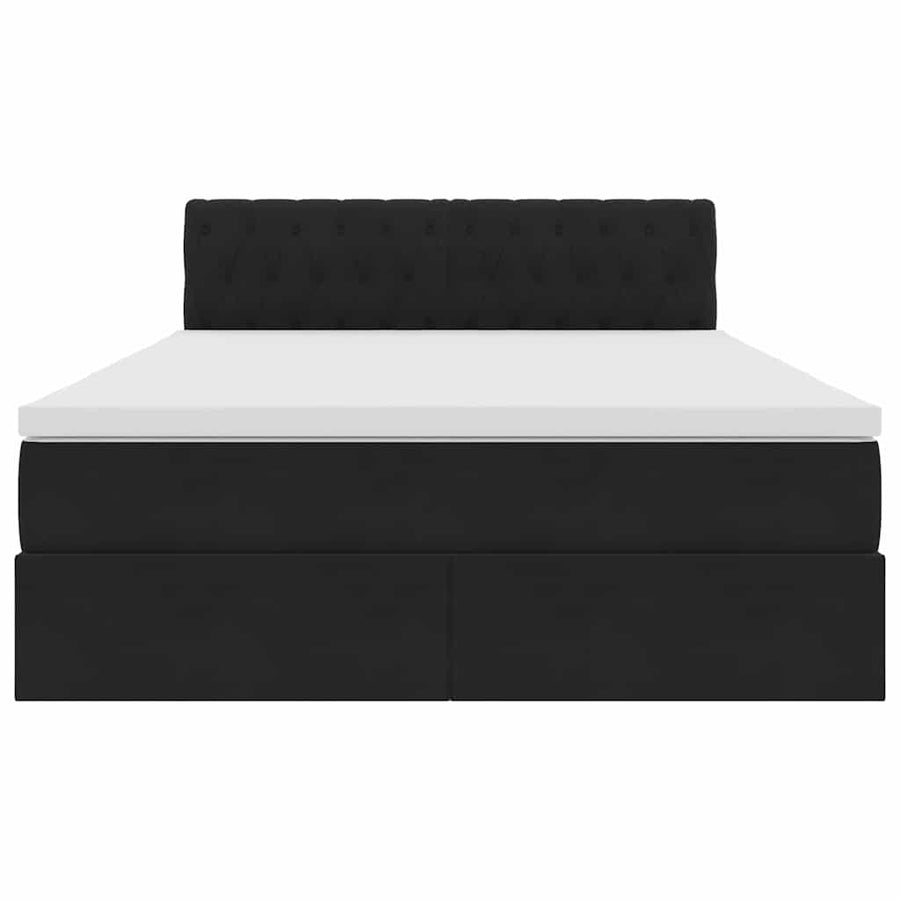 Opslag bed met matras met hoofdeinde Zwart 140 x 200 cm Fluweel