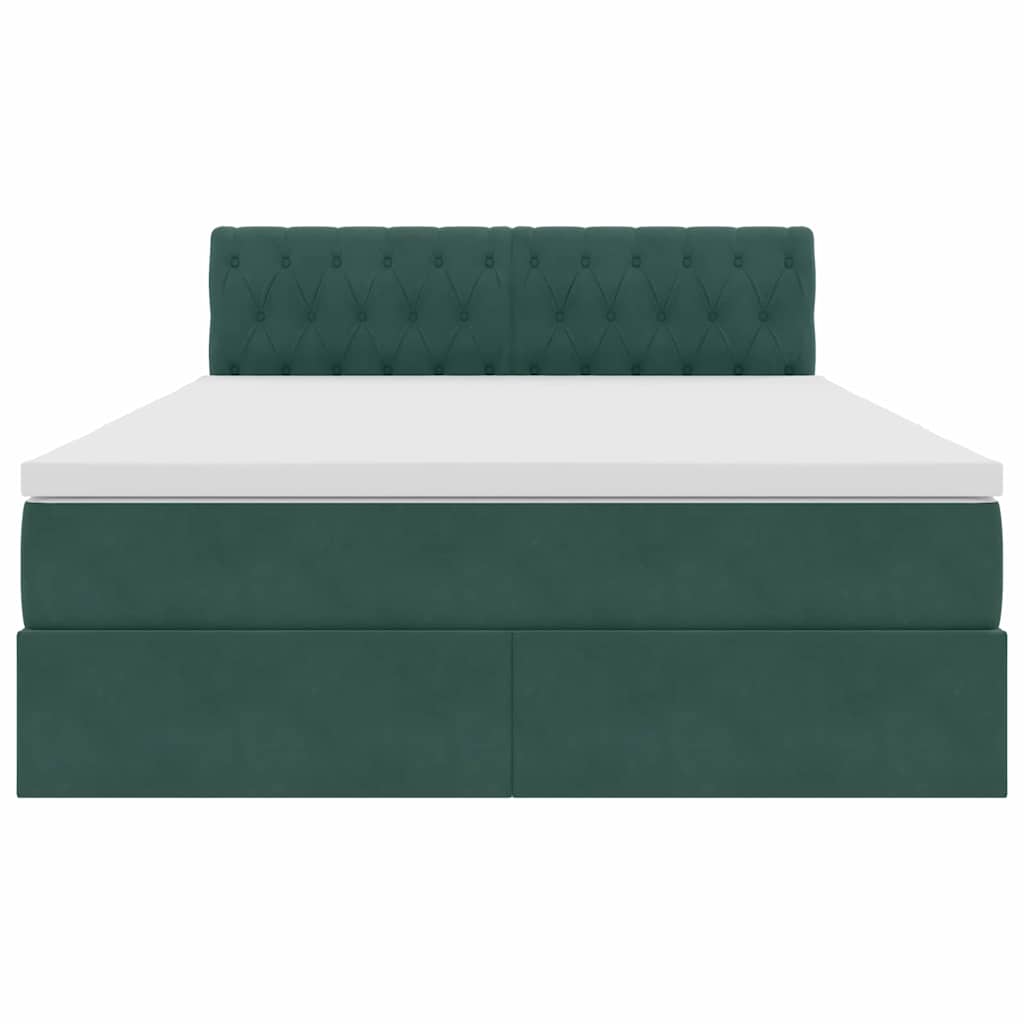 Opslag bed met matras Donkergroen 140 x 200 cm Fluweel