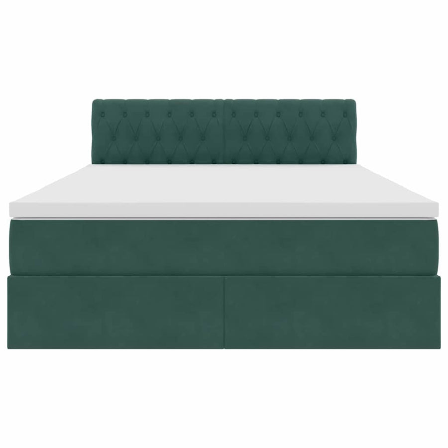 Opslag bed met matras Donkergroen 140 x 200 cm Fluweel