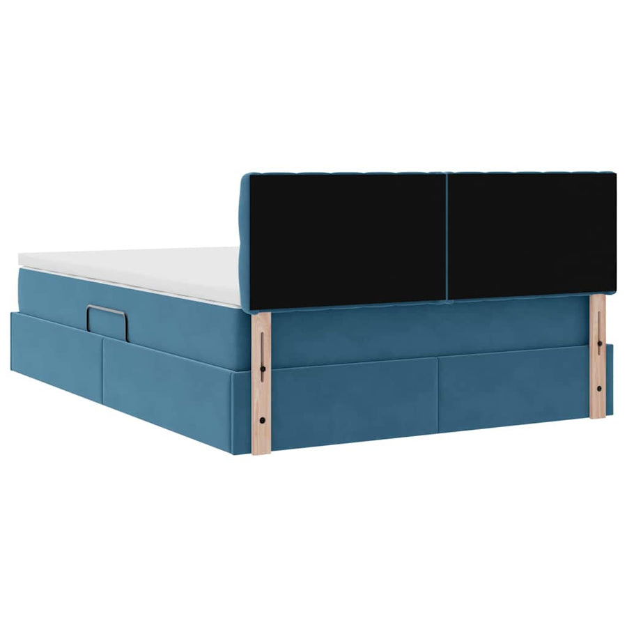 Opslag bed met matras Donkerblauw 140 x 200 cm Fluweel