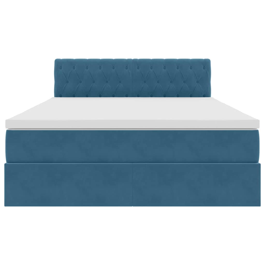 Opslag bed met matras Donkerblauw 140 x 200 cm Fluweel