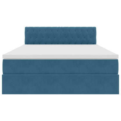 Opslag bed met matras Donkerblauw 140 x 200 cm Fluweel