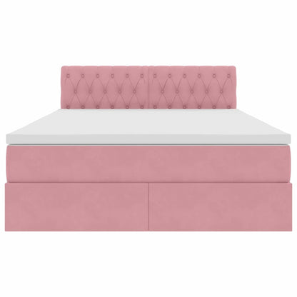 Opslag bed met matras met hoofdeinde Roze 140 x 200 cm Fluweel