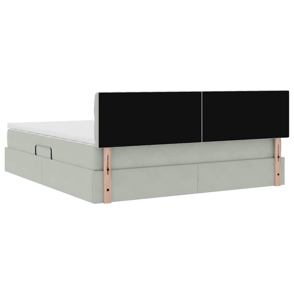Opslag bed met matras Lichtgrijs 160 x 200 cm Fluweel