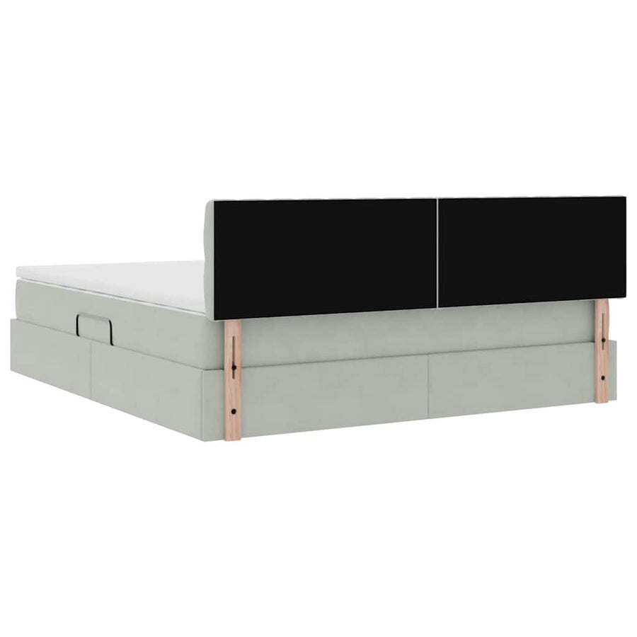 Opslag bed met matras Lichtgrijs 160 x 200 cm Fluweel