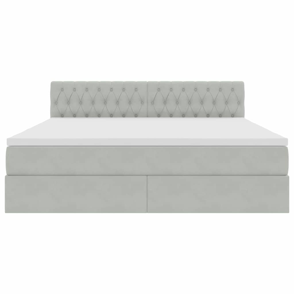 Opslag bed met matras Lichtgrijs 160 x 200 cm Fluweel