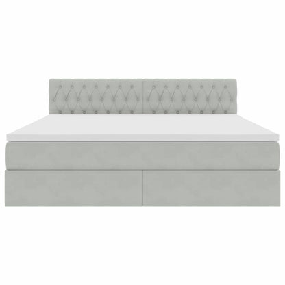 Opslag bed met matras Lichtgrijs 160 x 200 cm Fluweel