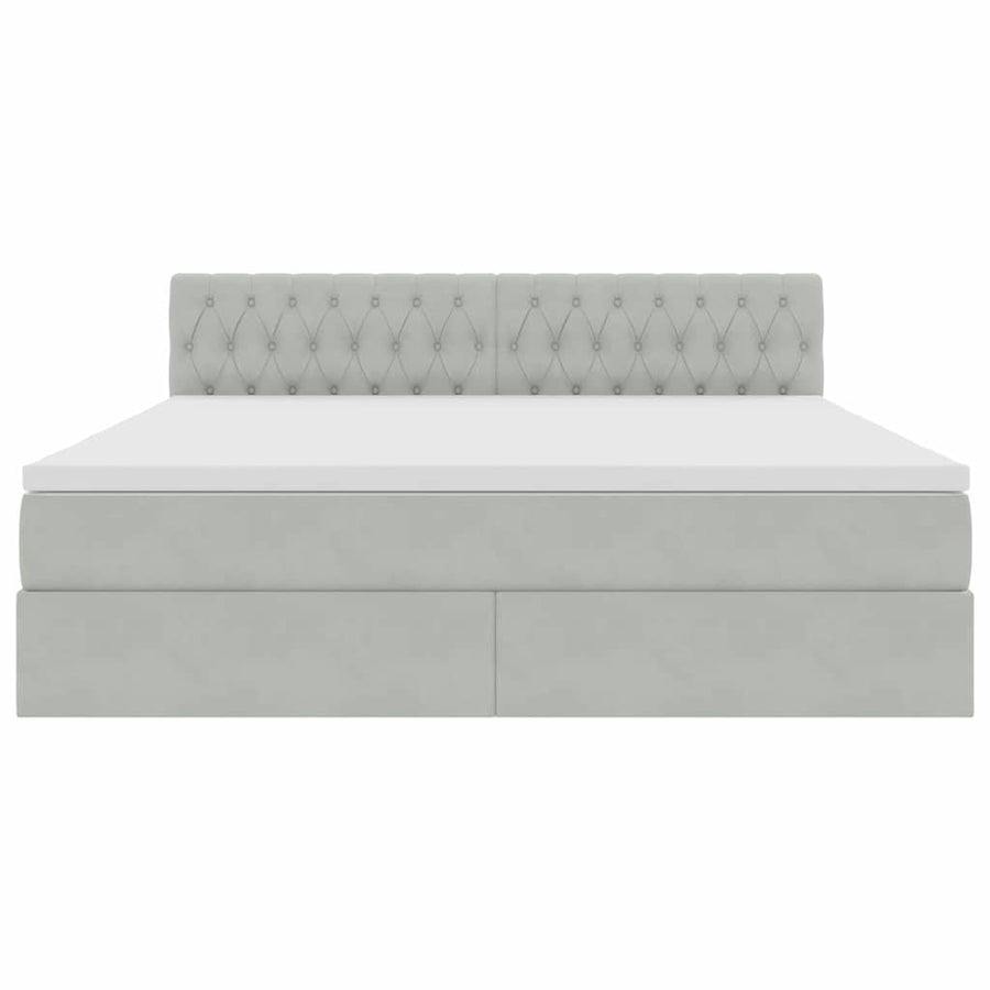 Opslag bed met matras Lichtgrijs 160 x 200 cm Fluweel