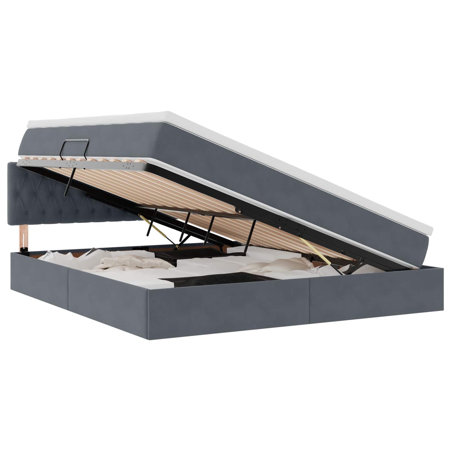 Opslag bed met matras Donkergrijs 160 x 200 cm Fluweel