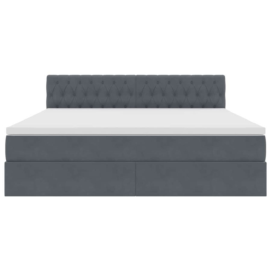 Opslag bed met matras Donkergrijs 160 x 200 cm Fluweel
