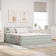 Opbergbed 180x200 cm lichtgrijs fluweel