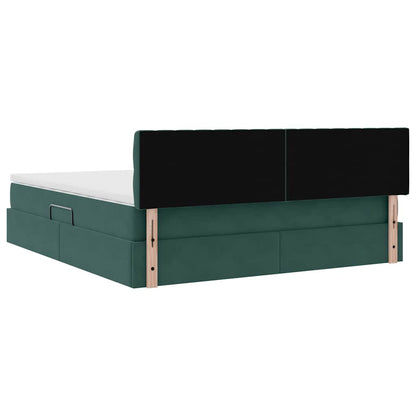 Opslag bed met matras Donkergroen 180 x 200 cm Fluweel