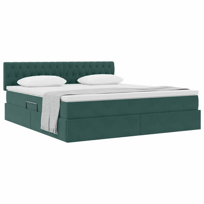 Opslag bed met matras Donkergroen 180 x 200 cm Fluweel