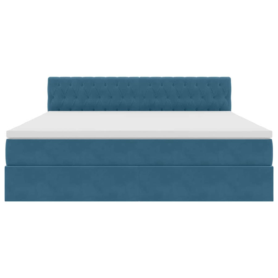 Opslag bed met matras Donkerblauw 180 x 200 cm Fluweel