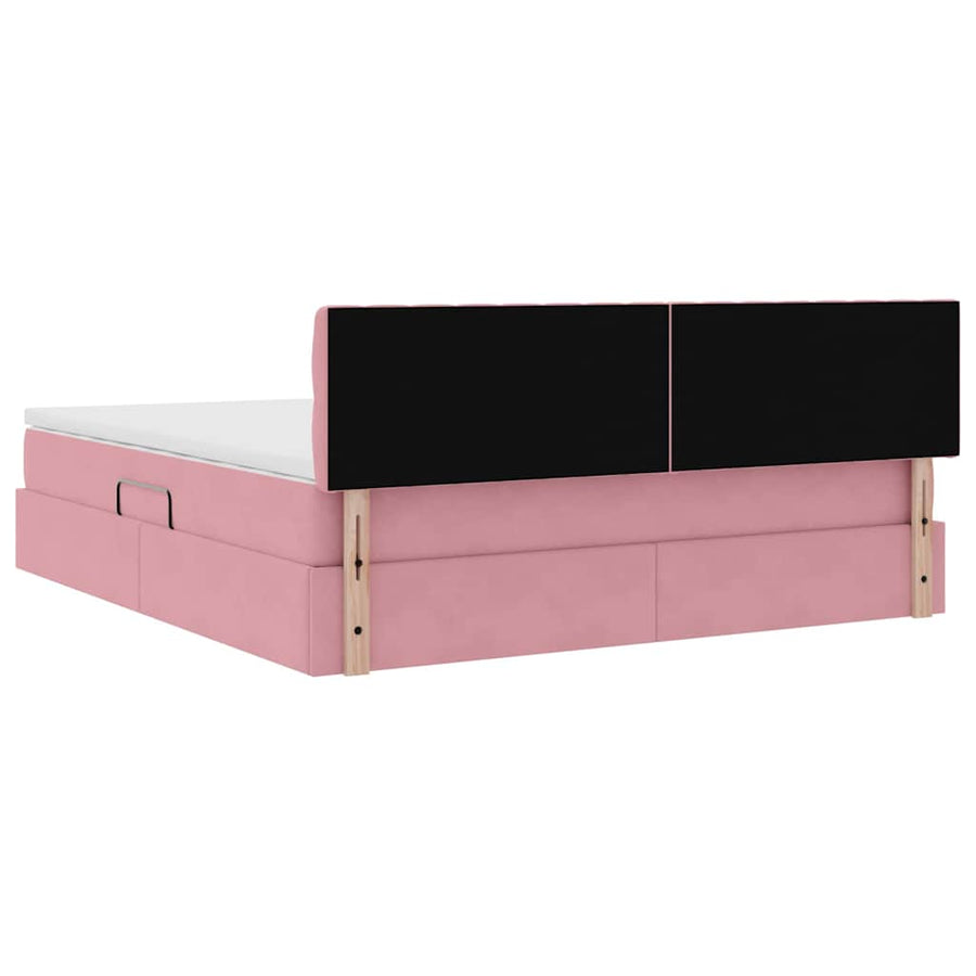 Opslag bed met matras met hoofdeinde Roze 180 x 200 cm Fluweel
