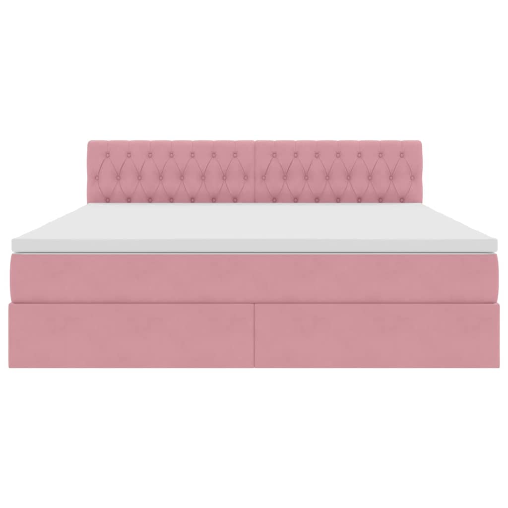 Opslag bed met matras met hoofdeinde Roze 180 x 200 cm Fluweel