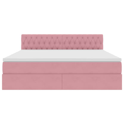 Opslag bed met matras met hoofdeinde Roze 180 x 200 cm Fluweel
