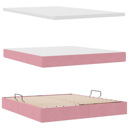 Opslag bed met matras met hoofdeinde Roze 180 x 200 cm Fluweel