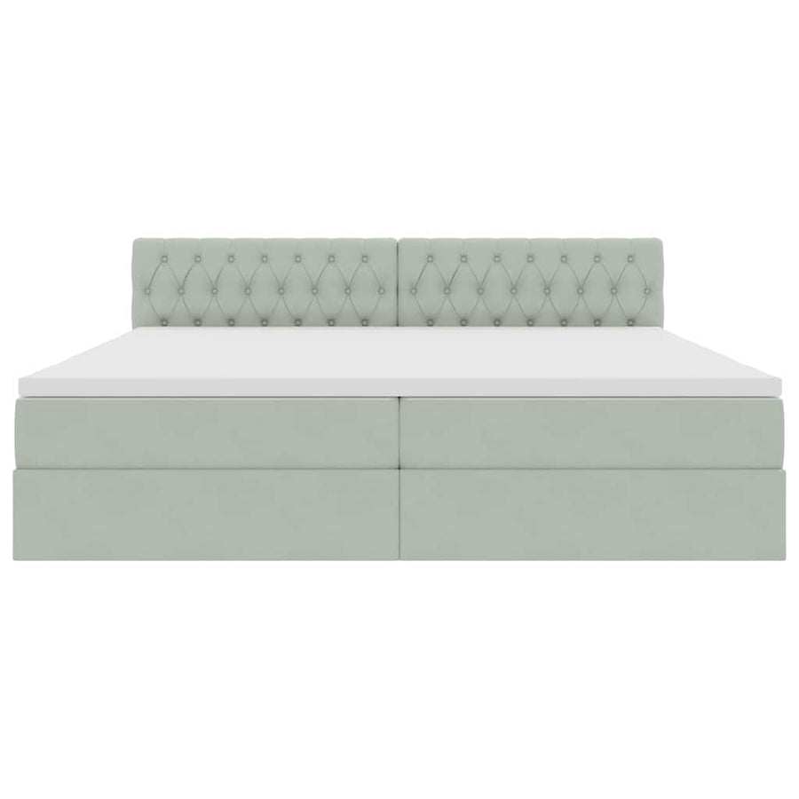 Opslag bed met matras Lichtgrijs 200 x 200 cm Fluweel