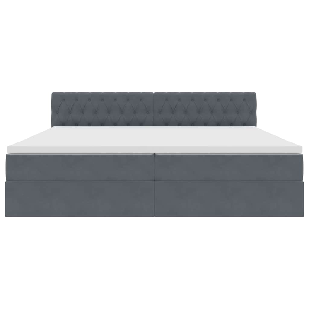 Opslag bed met matras Donkergrijs 200 x 200 cm Fluweel