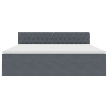 Opslag bed met matras Donkergrijs 200 x 200 cm Fluweel
