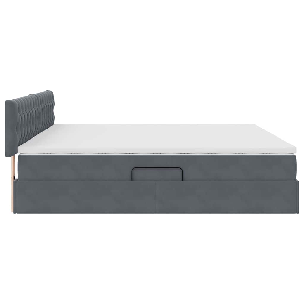 Opslag bed met matras Donkergrijs 200 x 200 cm Fluweel