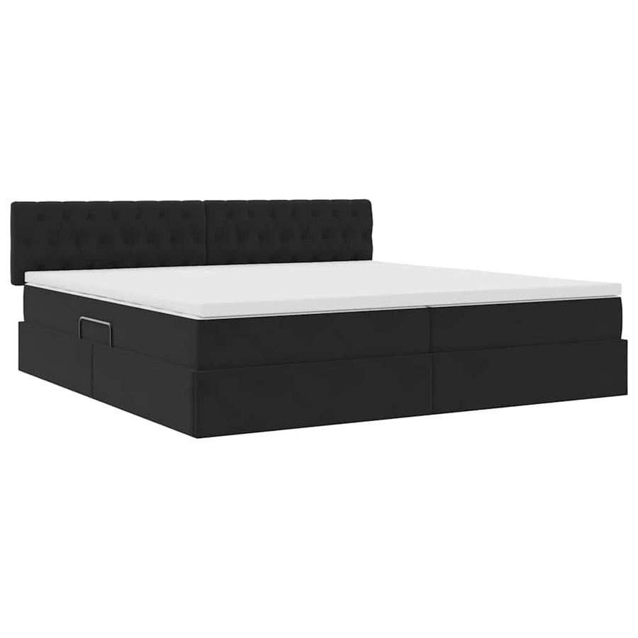 Opslag bed met matras met hoofdeinde Zwart 200 x 200 cm Fluweel