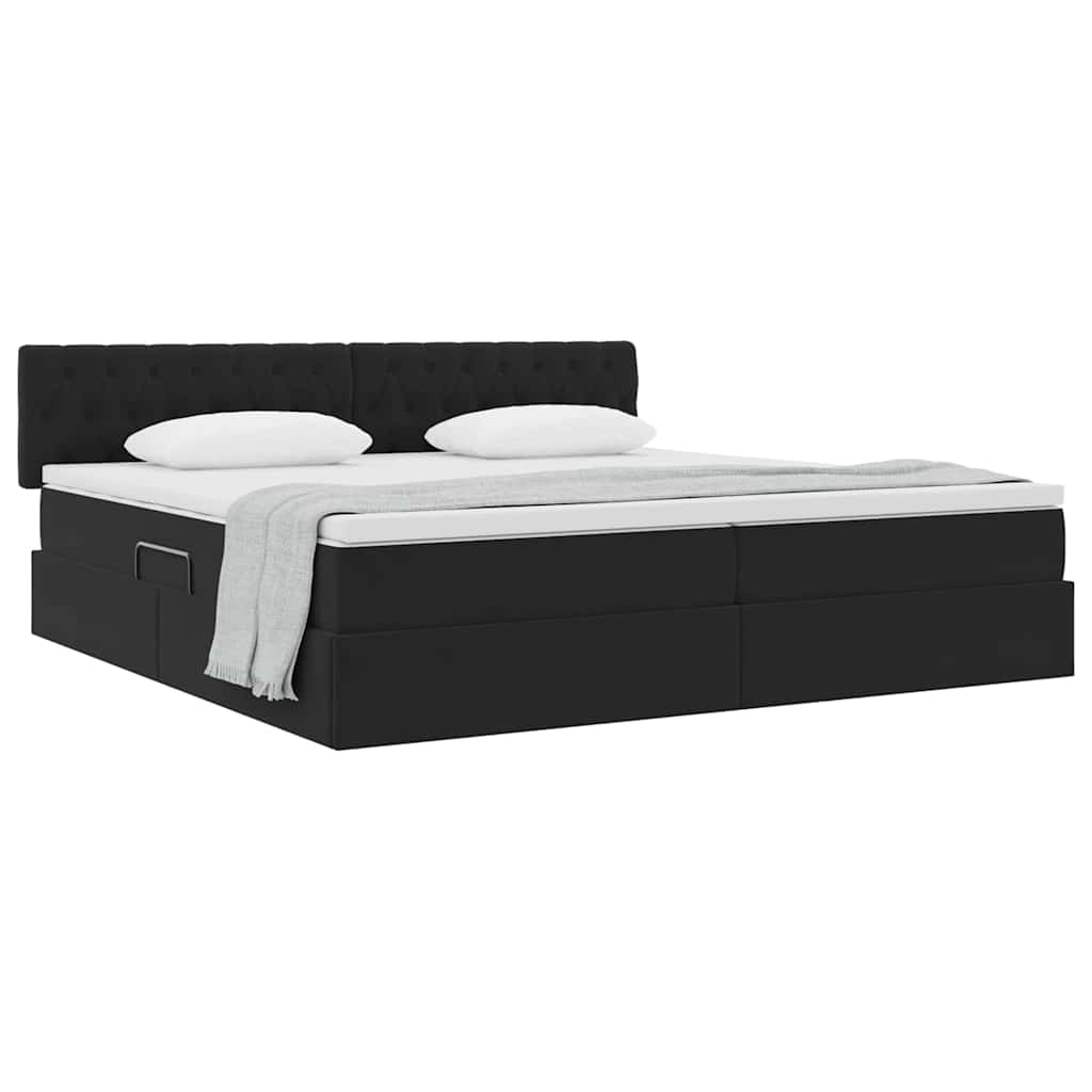 Opslag bed met matras met hoofdeinde Zwart 200 x 200 cm Fluweel