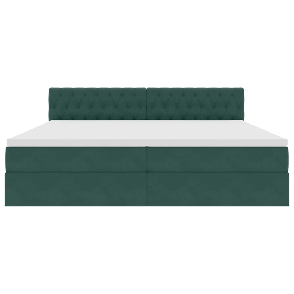 Opslag bed met matras Donkergroen 200 x 200 cm Fluweel