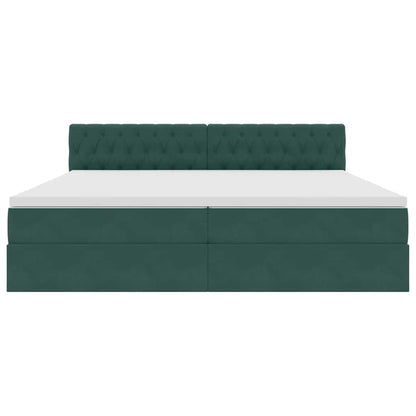 Opslag bed met matras Donkergroen 200 x 200 cm Fluweel