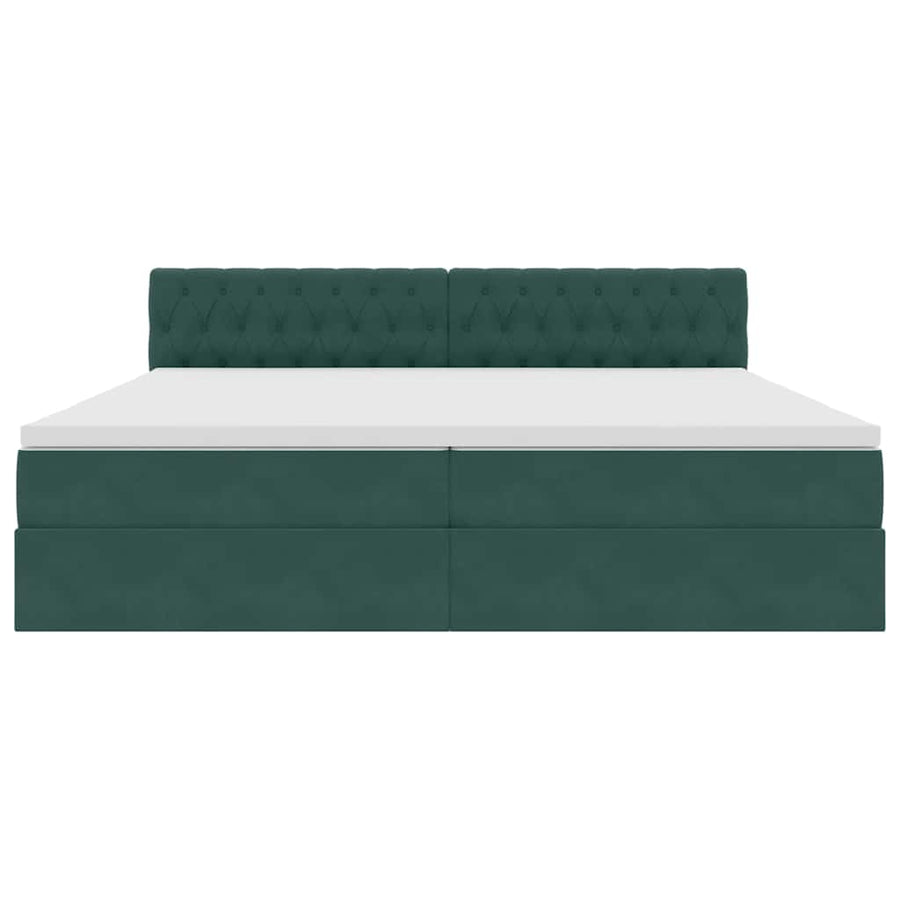 Opslag bed met matras Donkergroen 200 x 200 cm Fluweel