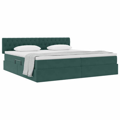 Opslag bed met matras Donkergroen 200 x 200 cm Fluweel