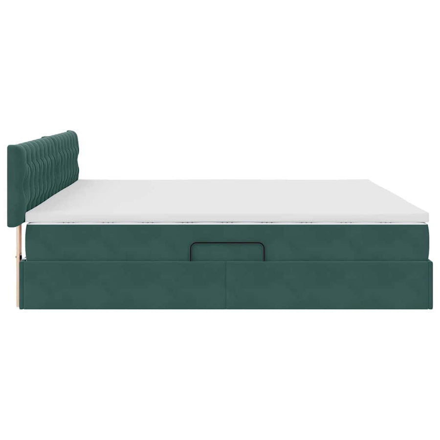 Opslag bed met matras Donkergroen 200 x 200 cm Fluweel