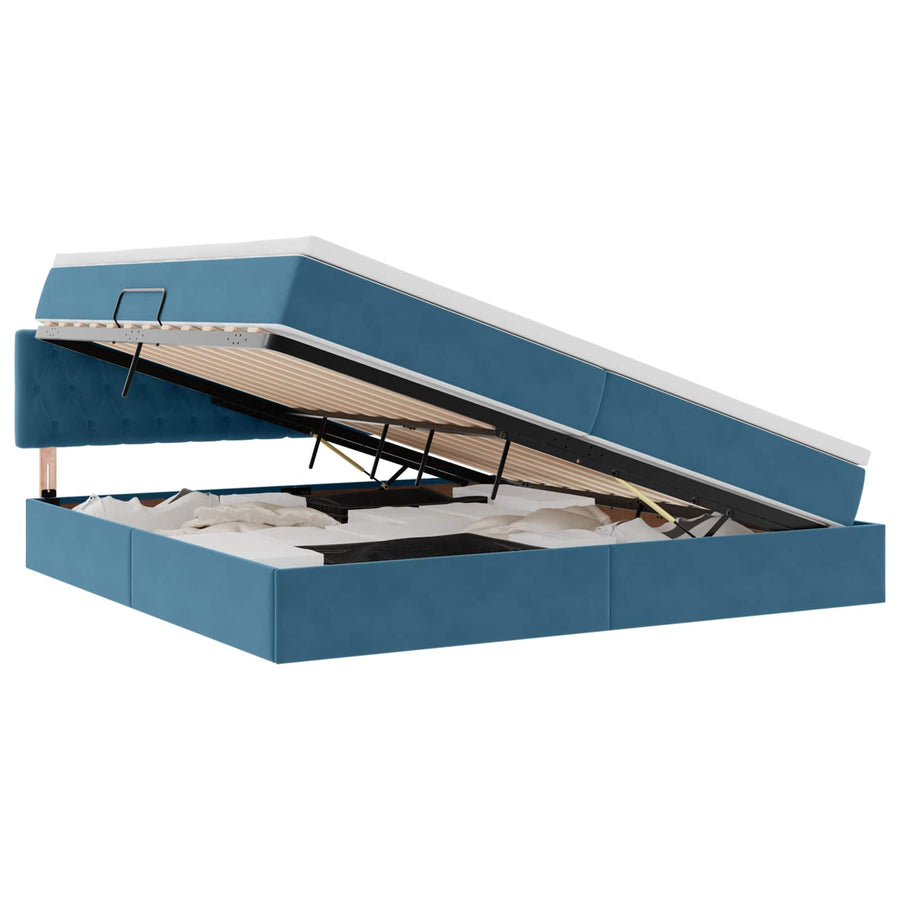 Opslag bed met matras Donkerblauw 200 x 200 cm Fluweel