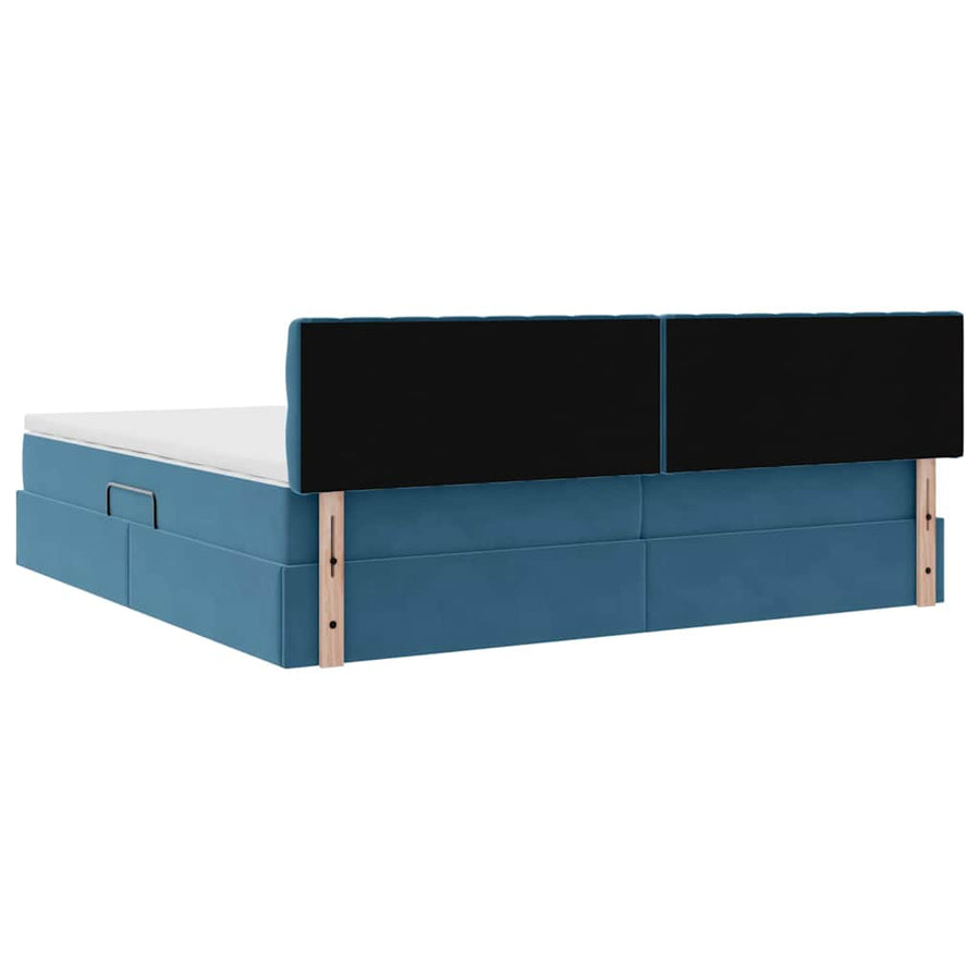 Opslag bed met matras Donkerblauw 200 x 200 cm Fluweel