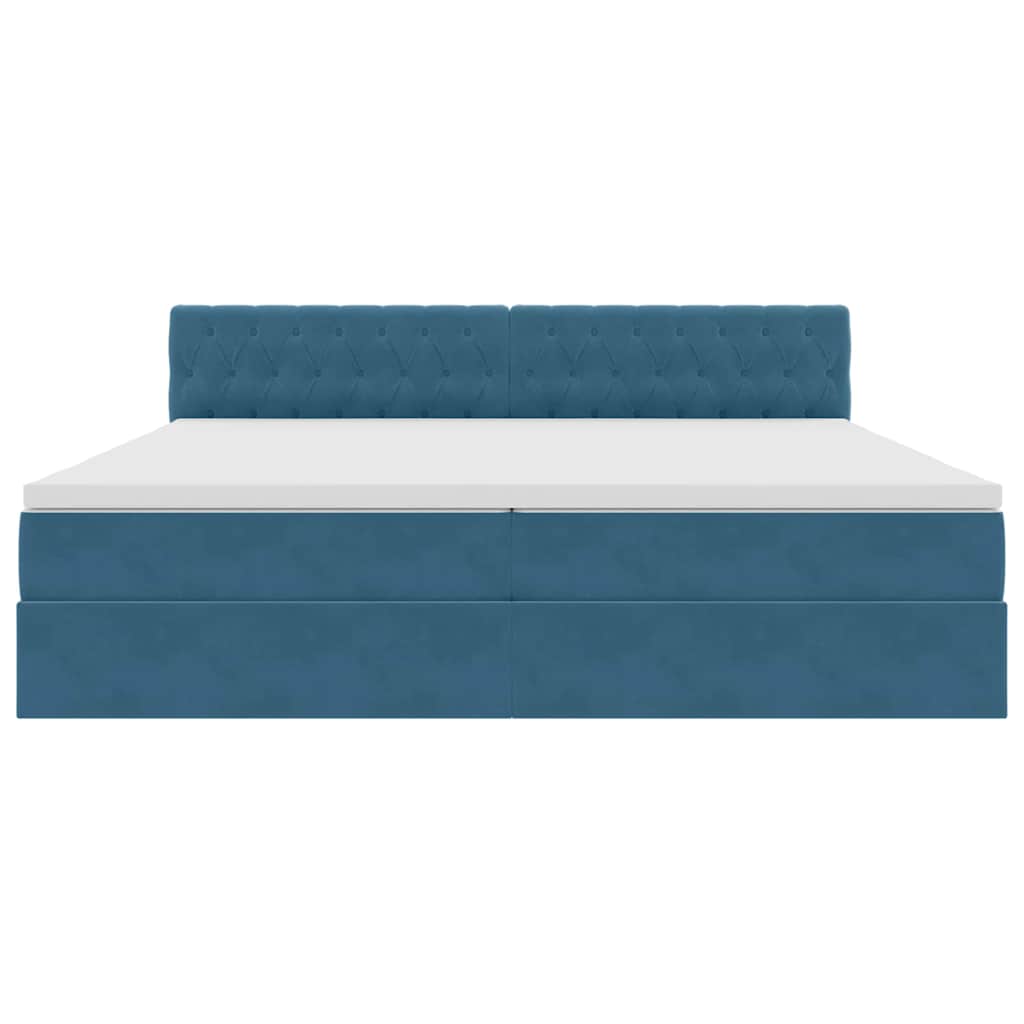 Opslag bed met matras Donkerblauw 200 x 200 cm Fluweel