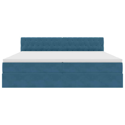 Opslag bed met matras Donkerblauw 200 x 200 cm Fluweel