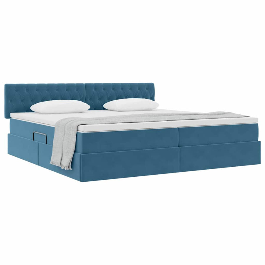 Opslag bed met matras Donkerblauw 200 x 200 cm Fluweel