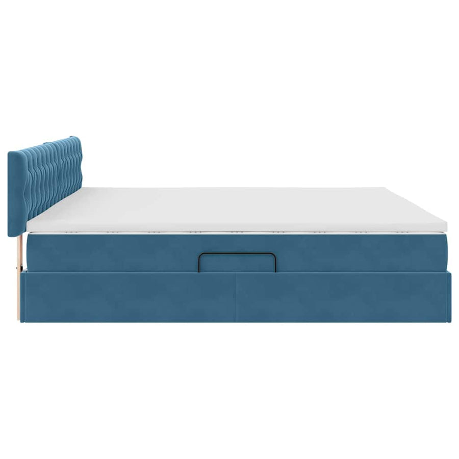 Opslag bed met matras Donkerblauw 200 x 200 cm Fluweel