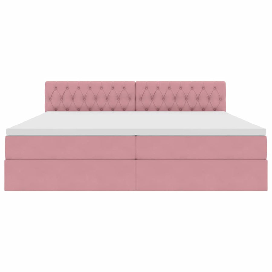 Opslag bed met matras met hoofdeinde Roze 200 x 200 cm Fluweel