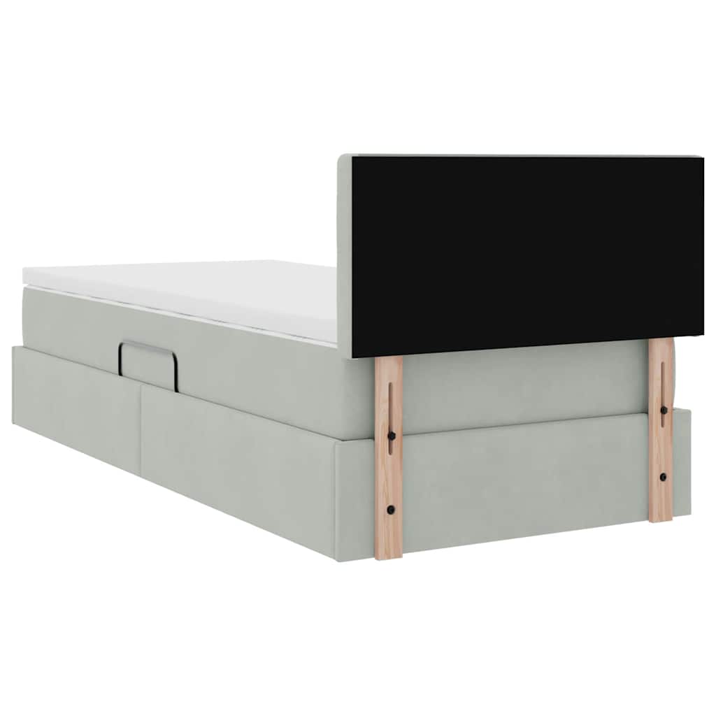 Opslag bed met matras met opslag Lichtgrijs 90 x 190 cm Fluweel