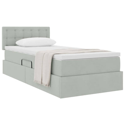 Opslag bed met matras met opslag Lichtgrijs 90 x 190 cm Fluweel