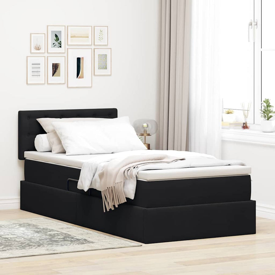 Opslag bed met matras met hoofdeinde Zwart 90 x 190 cm Fluweel