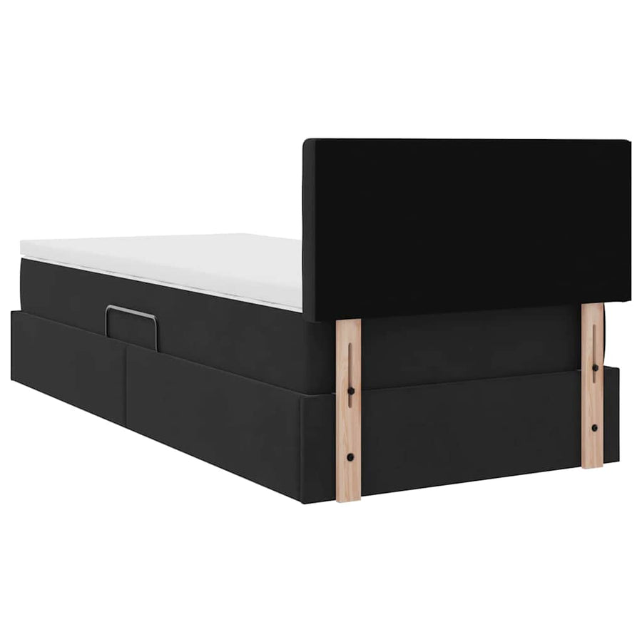 Opslag bed met matras met hoofdeinde Zwart 90 x 190 cm Fluweel